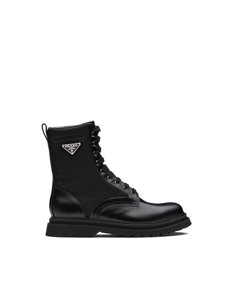 leather and nylon boots prada|Prada snakeskin boots.